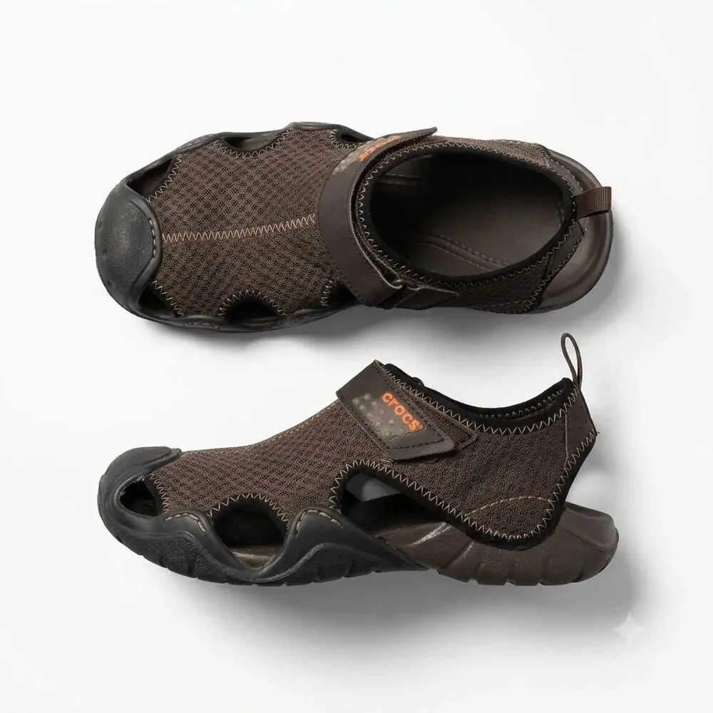 Crocs Swiftwater Mesh Sandals Water Shoes Comfort Brown Mens 8